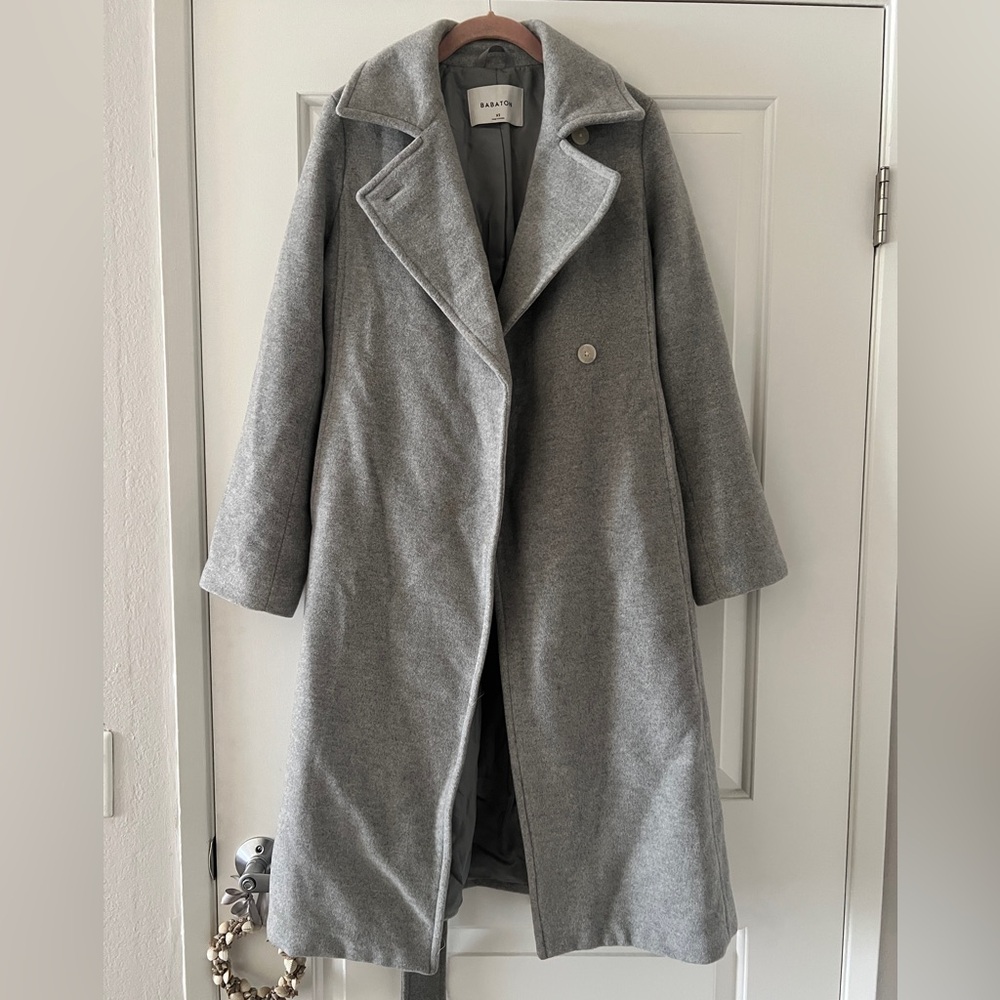 Babaton Gray Wool Trench Coat